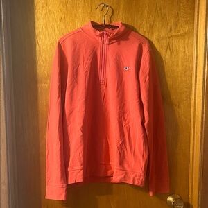 Vineyard Vines Women's Coral Quarter-Zip Sweatshirt Large